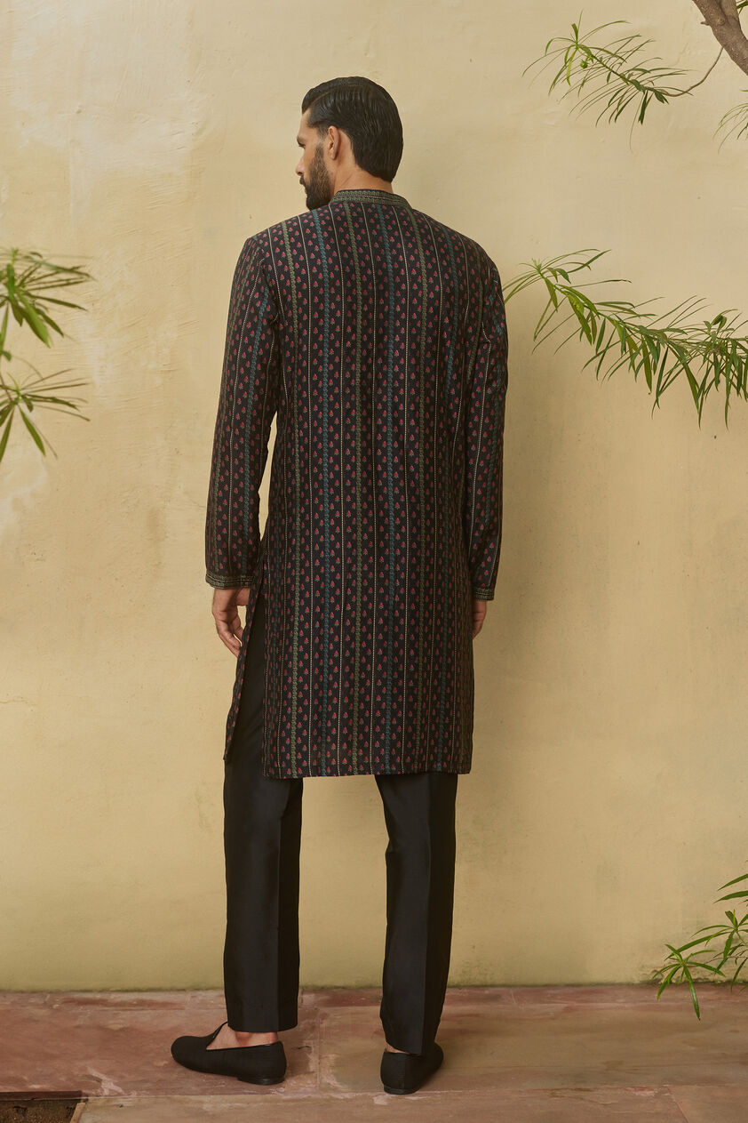 Trinabh Silk Kurta - Black, Black, image 2