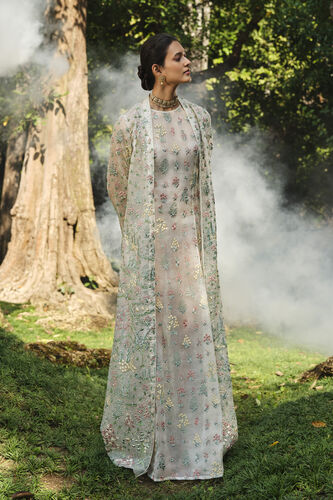 Sequoia Embroidered Silk Jacket Set - Ivory, Ivory, image 1