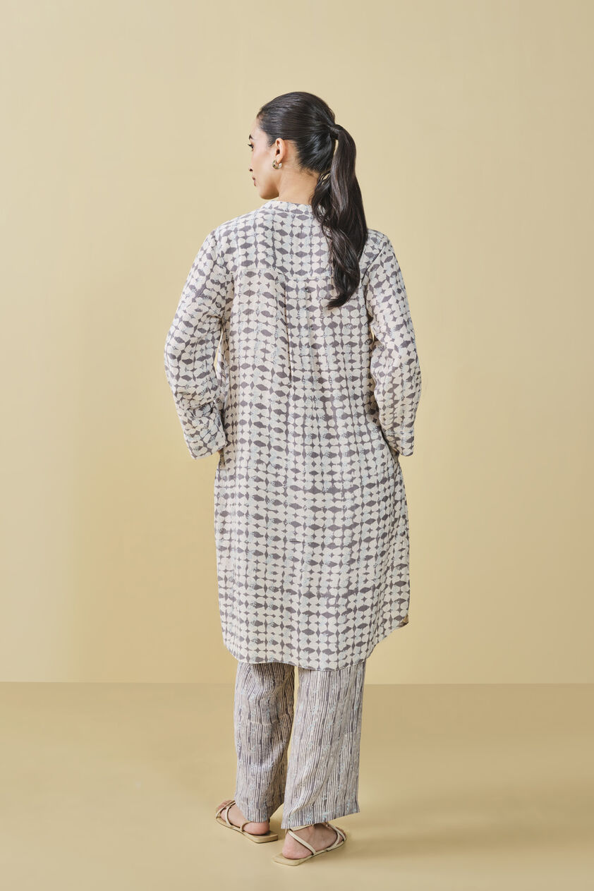 Uphill Hand-block Printed Linen Co-ord - Grey, Grey, image 4