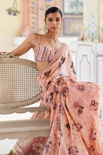 Itra Saree - Peach, Peach, image 3
