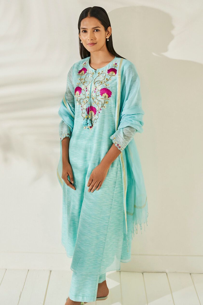 4 - Kayavi Kurta Set – Aqua, image 4