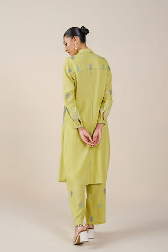 Pelagia Embroidered Linen Kurta Set - Lime, Lime, image 3