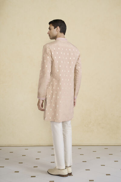 Vinil Handwoven Benarasi Silk Kurta - Pink