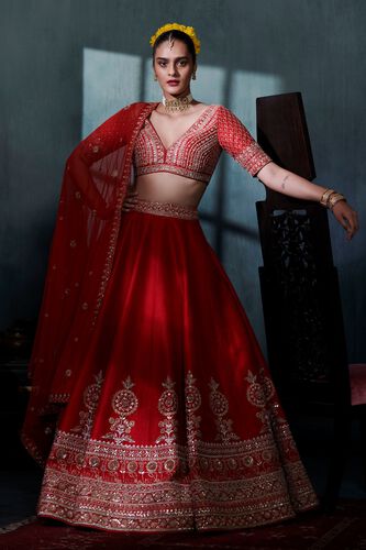 1 - Janki Lehenga Set – Red, image 1