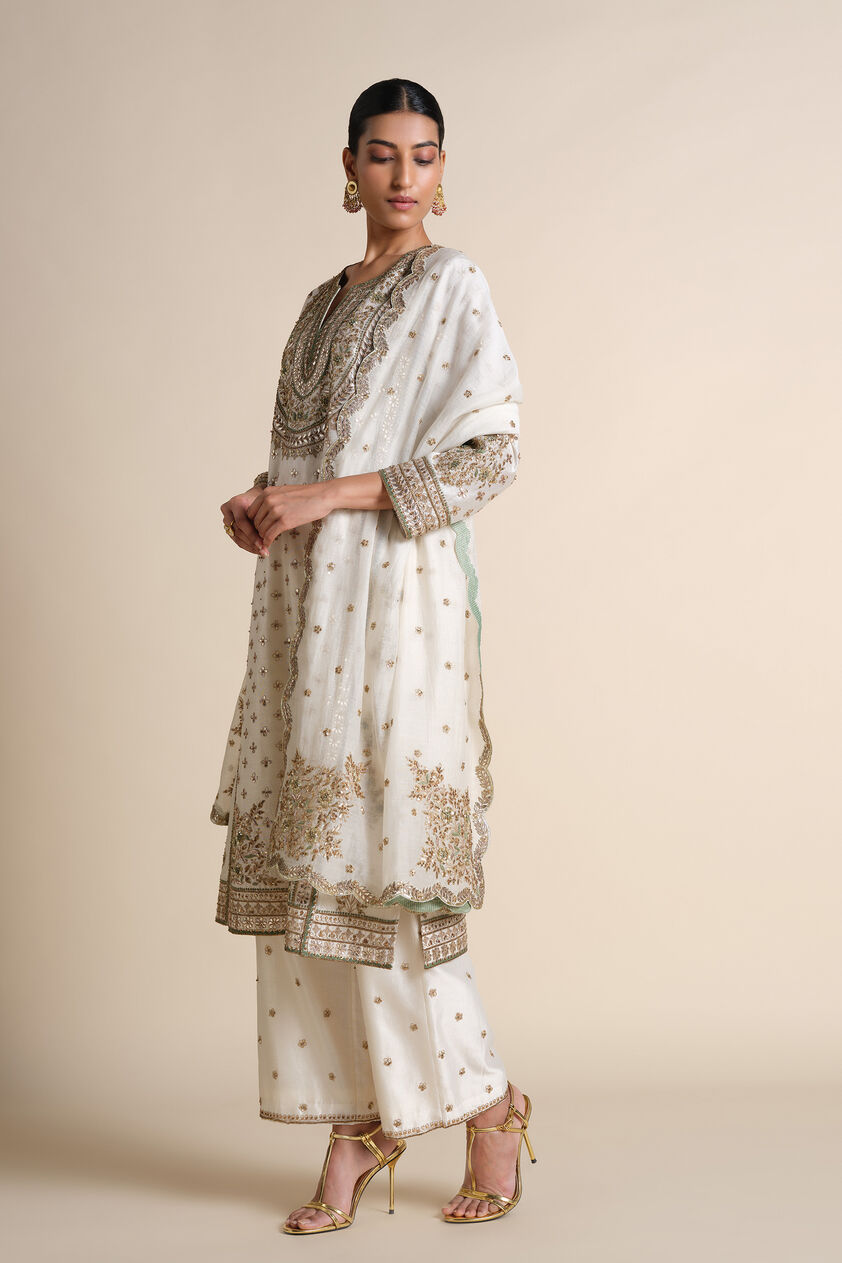 Ainara Gota Patti Silk Suit Set - Ivory, Ivory, image 2