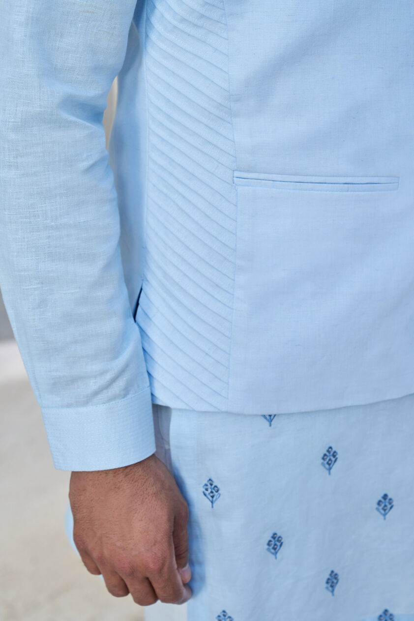 Shwar Nehru Jacket - Powder Blue, Powder Blue, image 6