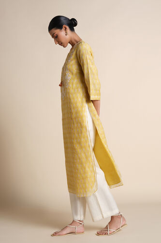 Ekara Embroidered Mul Kurta - Yellow, Yellow, image 2