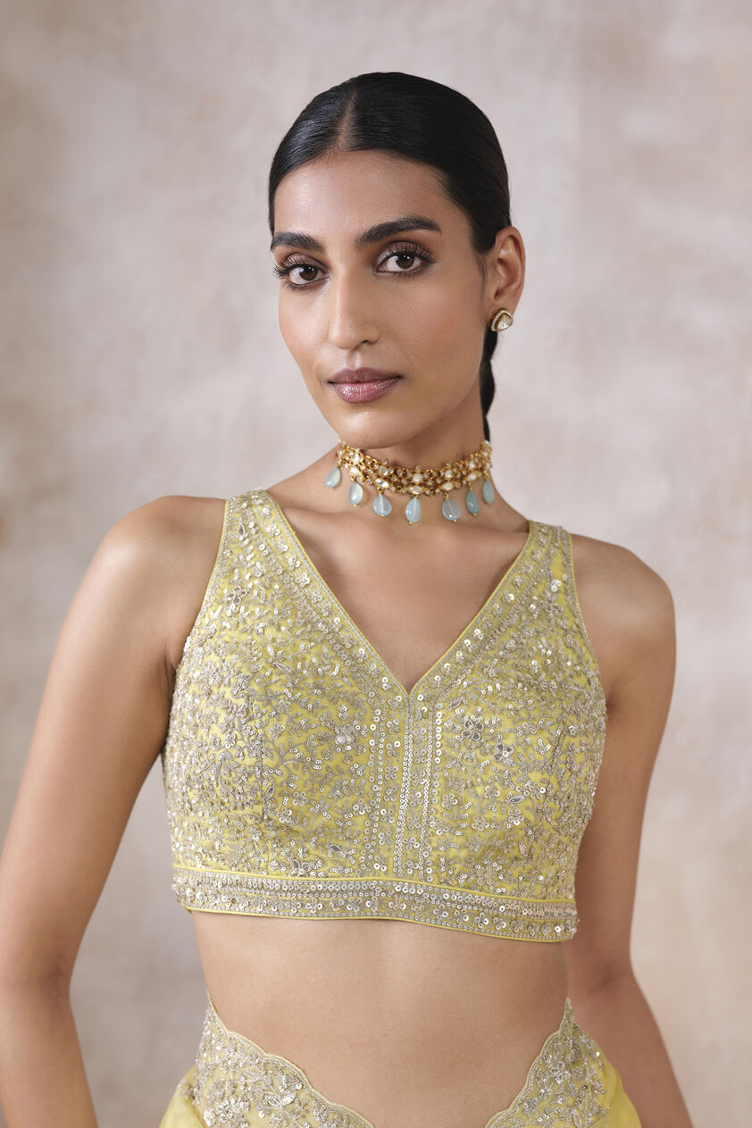 Sharvani Gota Patti Silk Saree, Yellow, image 5