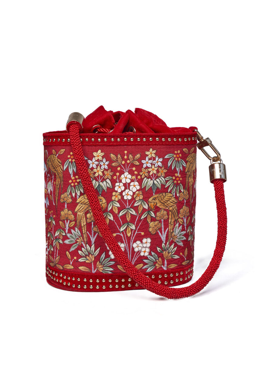 Pichhwai Bucket Bag - Scarlet Red, Red, image 11