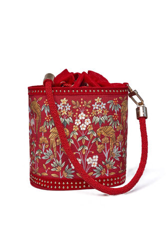 Pichhwai Bucket Bag - Scarlet Red, Red, image 11
