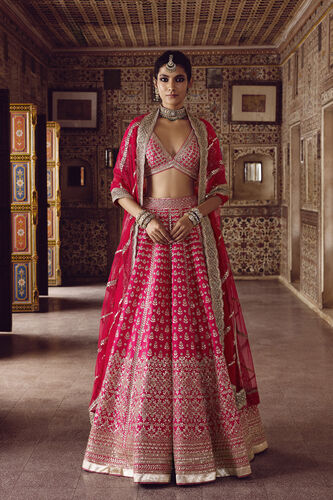 Sarasvi Gota Patti Silk Lehenga Set - Pink, Pink, image 1