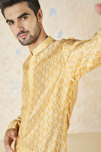 Iravan Silk Kurta - Mustard, Mustard, image 6