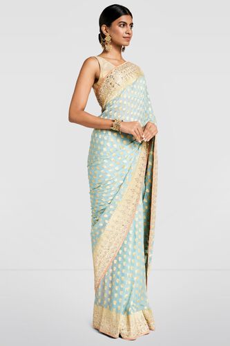 3 - Benaras  Saree in Powder Blue, image 3