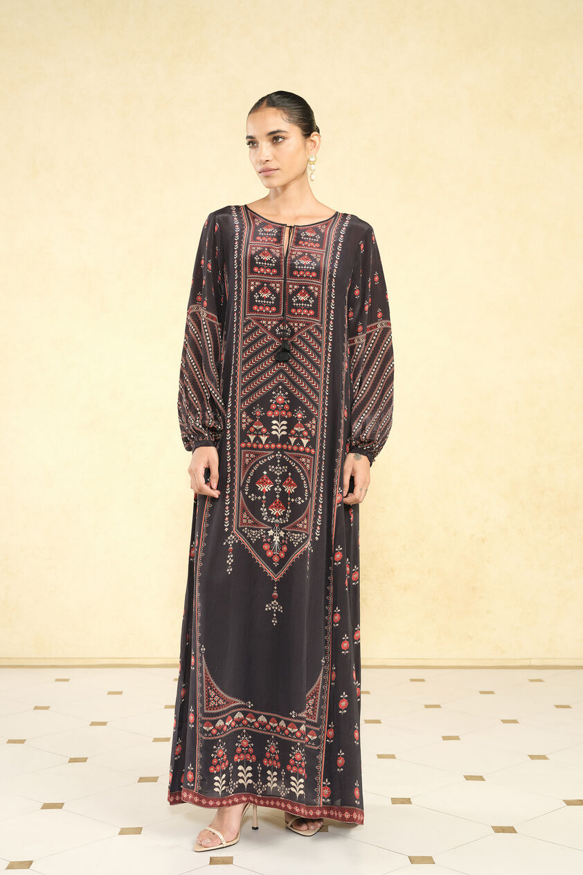 Aksum Prnted Kaftan - Black, Black, image 5