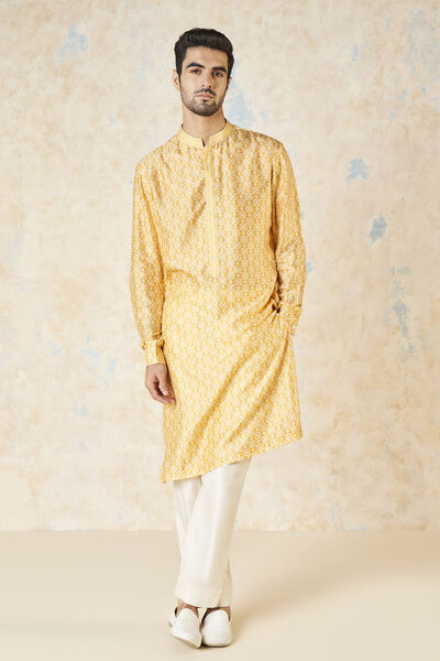 Iravan Silk Kurta - Mustard