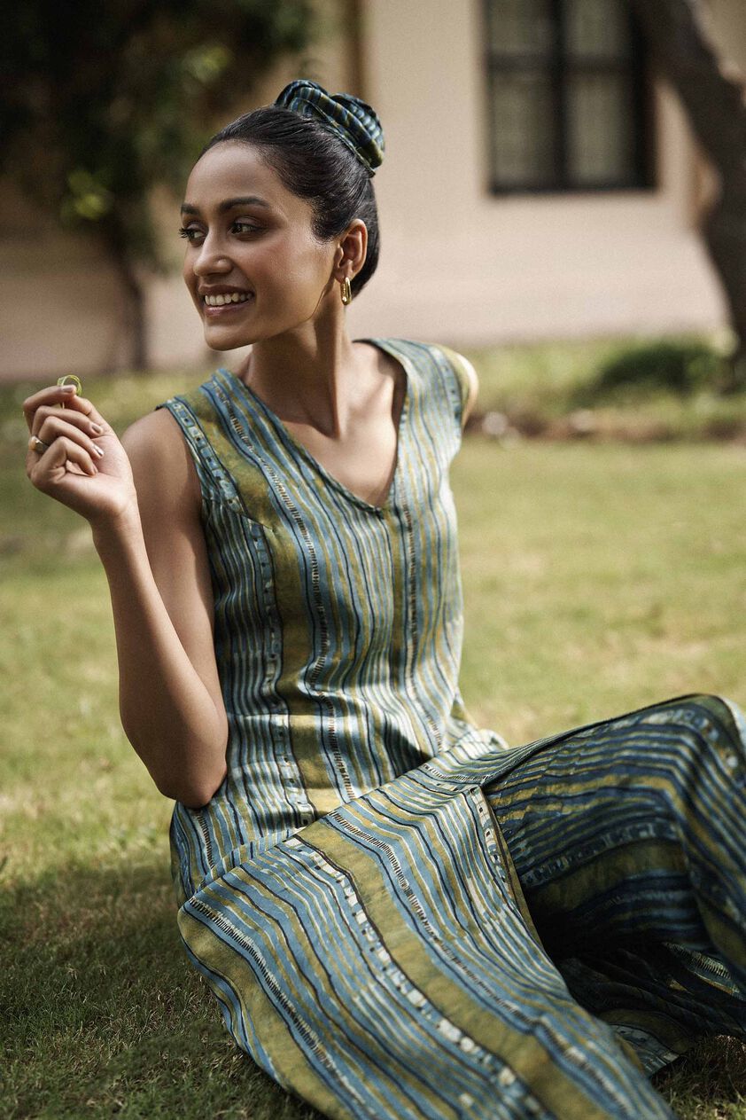 Sway Hand-block Printed Coord - Green, Green, image 3