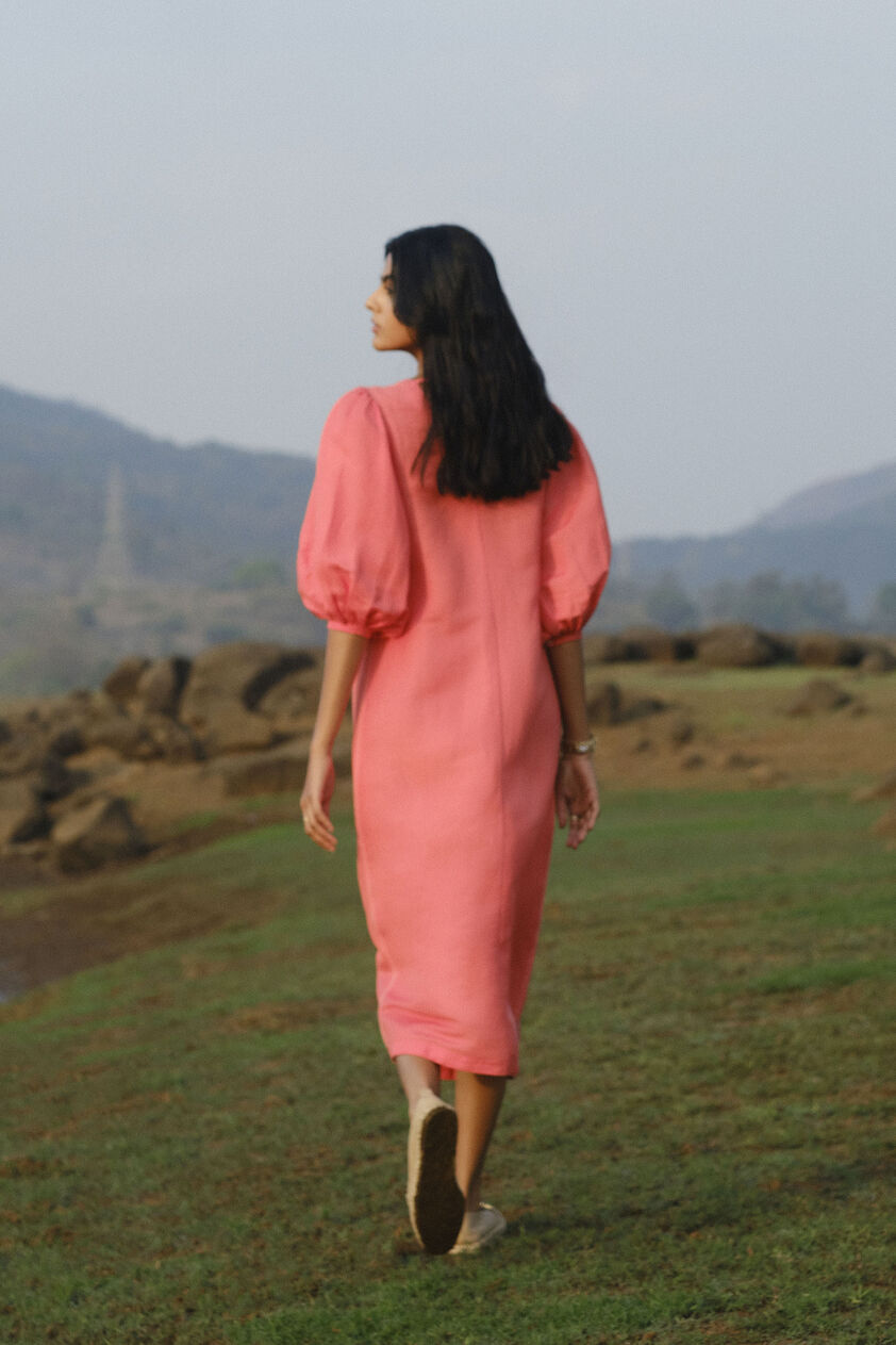 Savannah Front Slit Dress - Coral, Coral, image 4