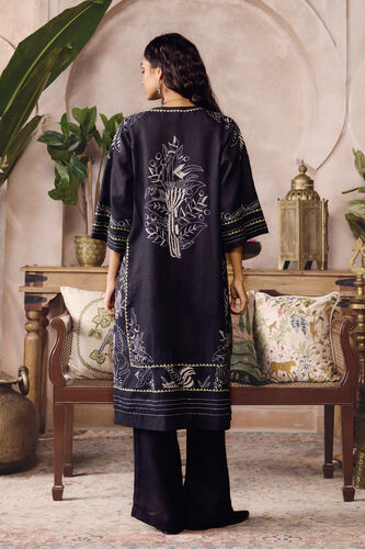 Beaumont Hand-embroidered Kantha Hemp Jacket Set - Black, Black, image 2