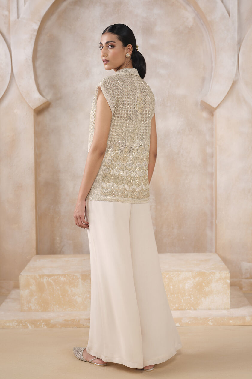 Arlen Embroidered Silk Pant Set - Ivory, Ivory, image 2