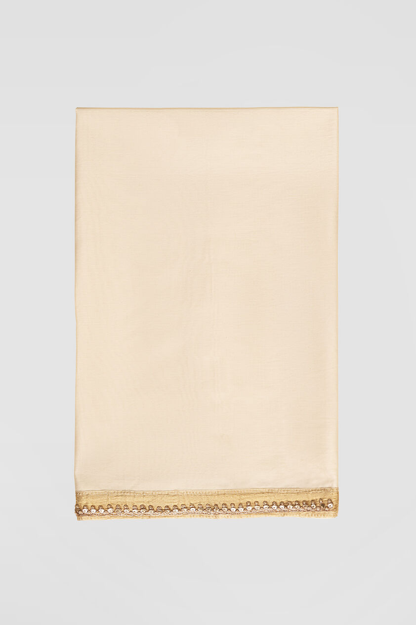 Aaradhana Benarasi Silk Embroidered Saree, Cream, image 6