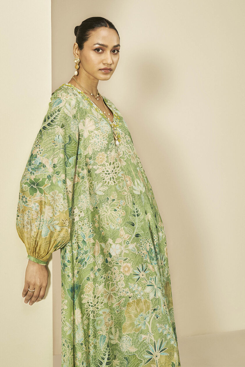 Natoya Embroidered Lyocell Kaftan - Lime, Lime, image 4