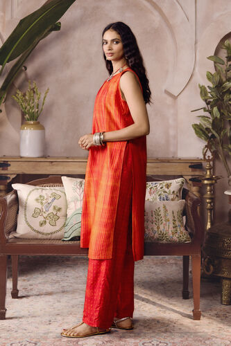 Feugo Handcrafted Shibori Silk Co-ord - Orange, Orange, image 3