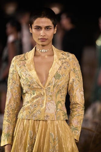 Summerfern Embroidered Applique Silk Lehenga Set - Gold, Gold, image 6