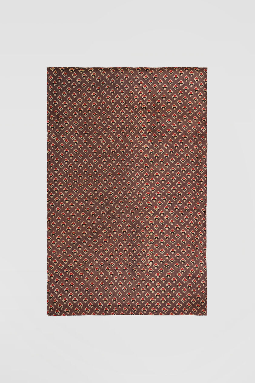Baadiyah Ajrakh Hand-block Printed Saree - Brown, Brown, image 7