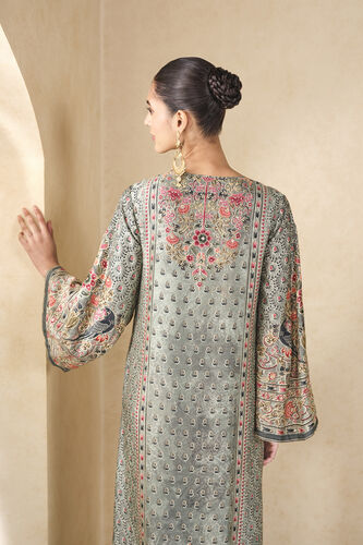 Sahra Printed Silk Kaftan - Sage, Sage, image 5