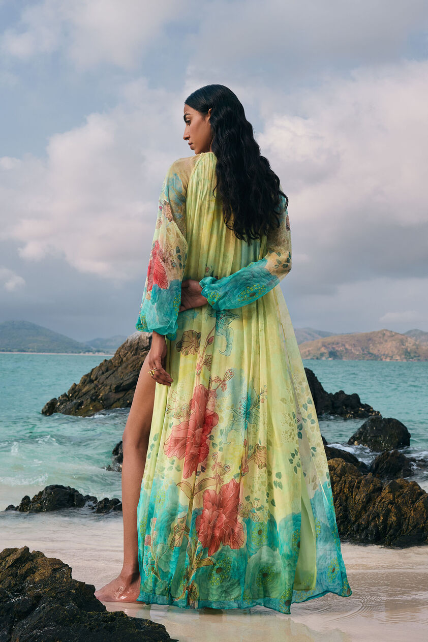 Emmylou Chiffon Kaftan - Yellow, Yellow, image 2