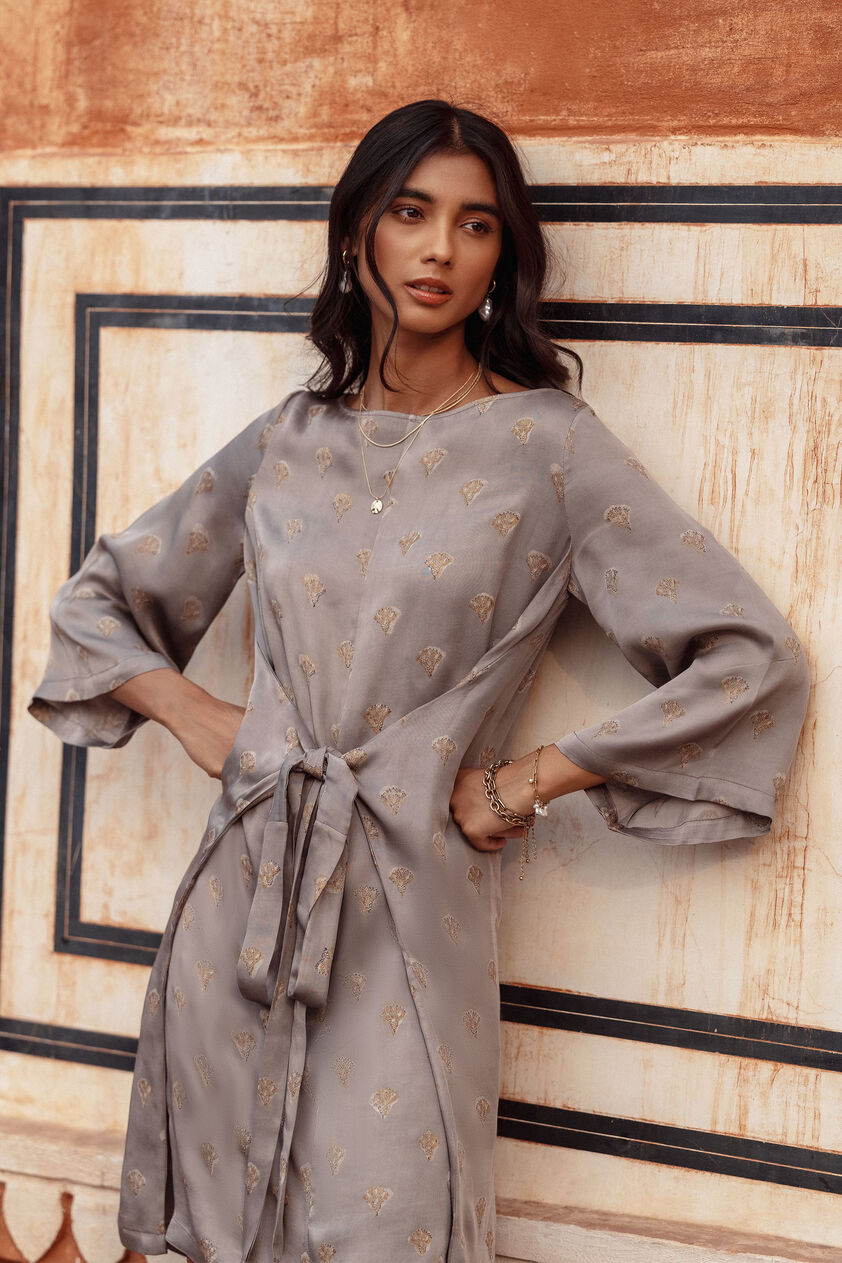 Sheesh Straight-Wrap Dress - Taupe, Taupe, image 2