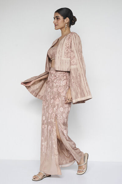 Azita Embroidered Skirt Set - Hazelnut