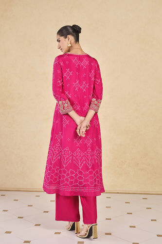 Johona Handcrafted Bandhani Silk Kurta Set - Berry Sorbet, Berry Sorbet, image 2