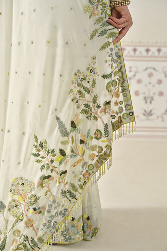 Rema Embroidered Saree Set - Cream, Cream, image 9