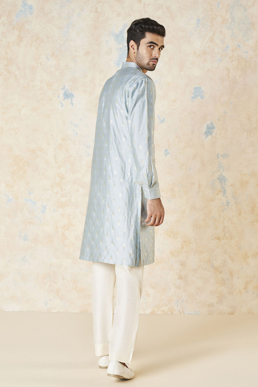 Faizan Silk Kurta - Powder Blue, Powder Blue, image 3
