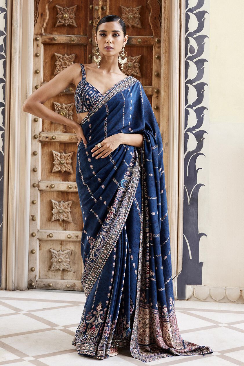 Nuris Saree - Blue, Blue, image 1