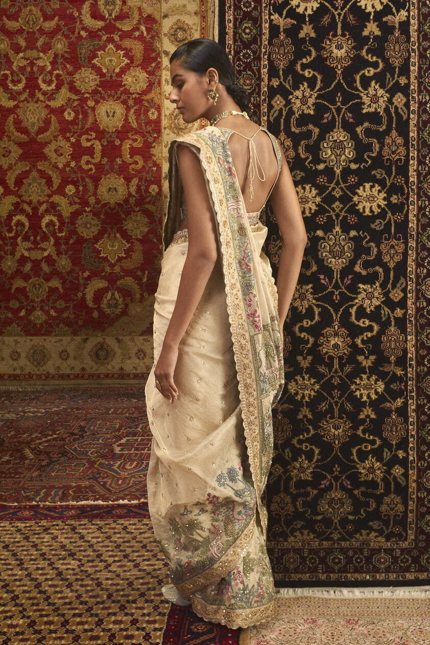 Mekhala SEWA Hand-embroidered Saree - Gold, Gold, image 2