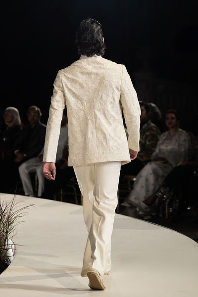 Idril Embroidered Cord Jacket Set - Off White