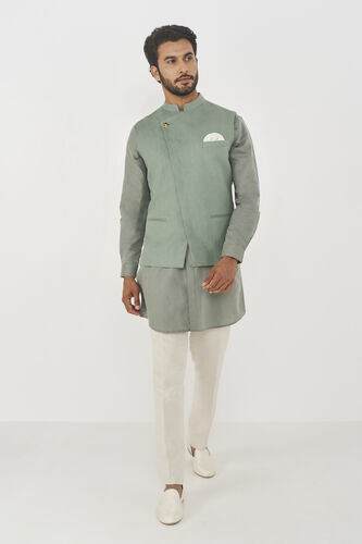 Divit Linen Nehru Jacket - Sage, Sage, image 1