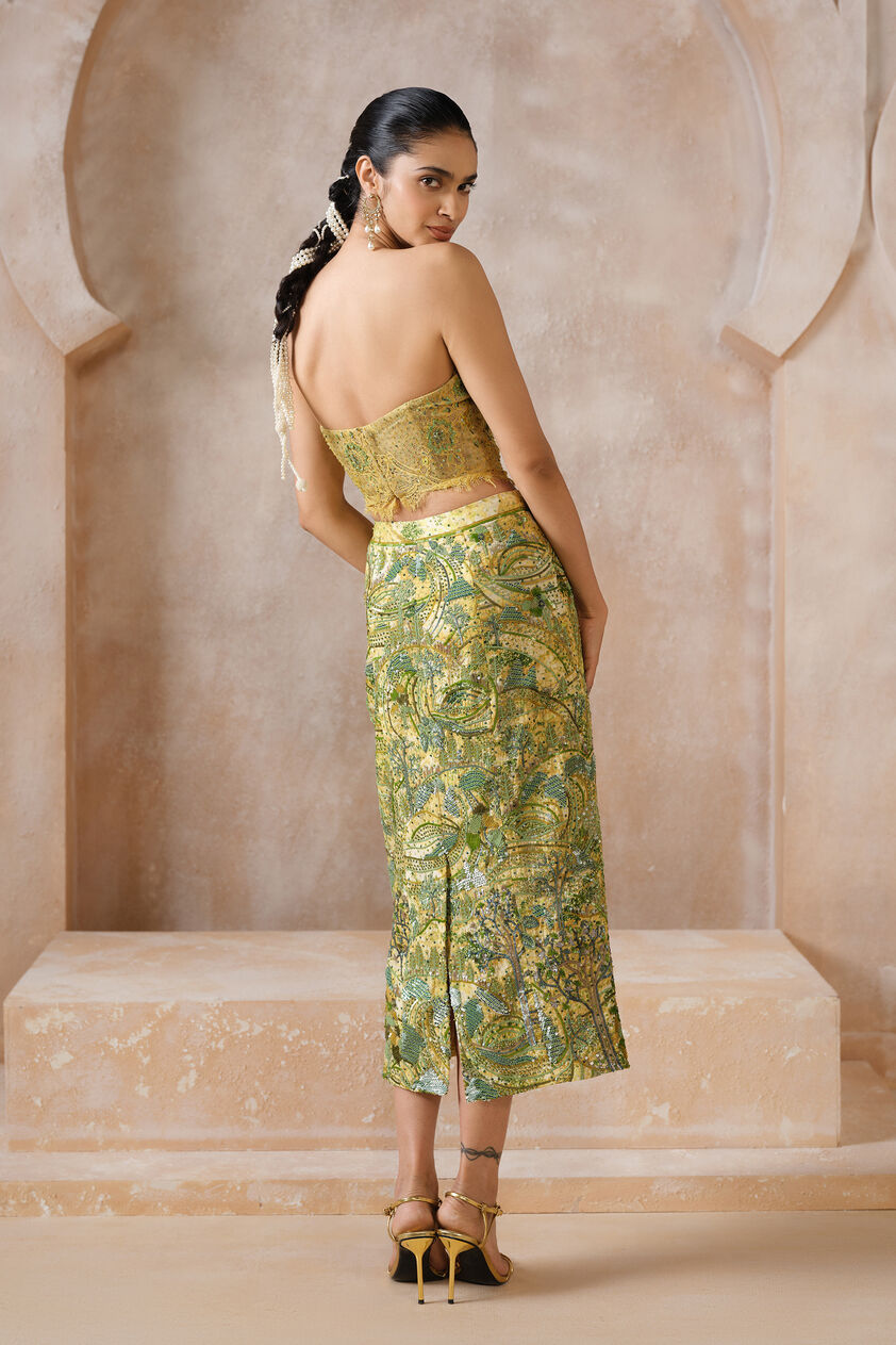 Verdalis Embroidered Applique Skirt Set - Yellow, Yellow, image 2
