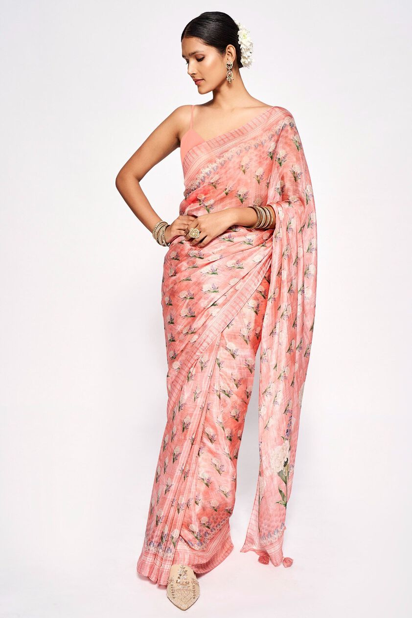 4 - Aazeen Saree – Peach, image 4