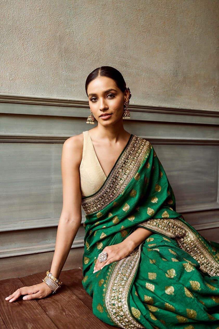 4 - Namasya Saree Set – Green, image 4