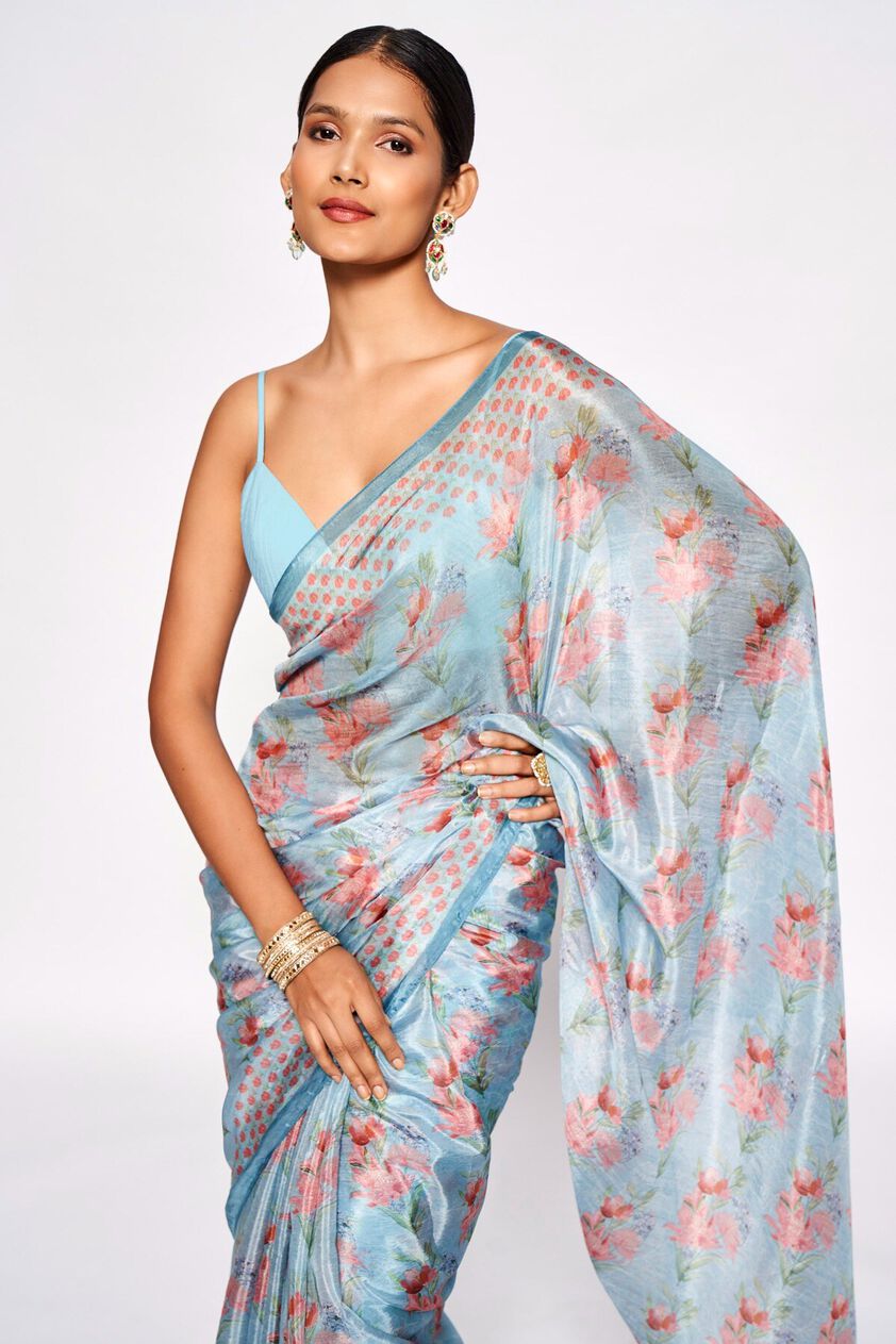 4 - Rimi Saree - Powder Blue, image 4