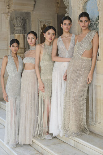 Elmyra Embroidered Macrame Skirt Set - Gold, Gold, image 5