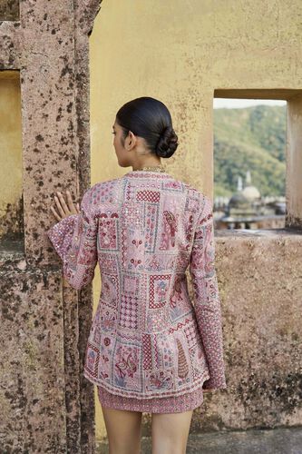 Ballad Of Birds SEWA Hand-embroidered Silk Skirt Set - Old Rose, Old Rose, image 2