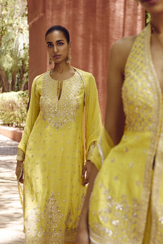 Srika Gota Patti Mul Sharara Set - Yellow, Yellow, image 7