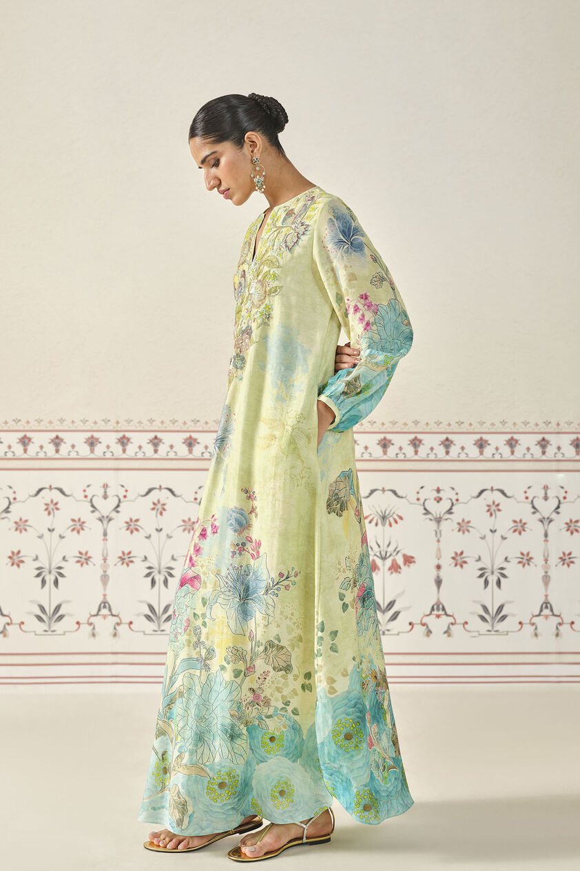 Emmylou Sequin Kaftan - Lime, Yellow, image 3