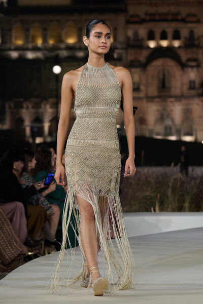 Zenebe Macrame Gown - Gold