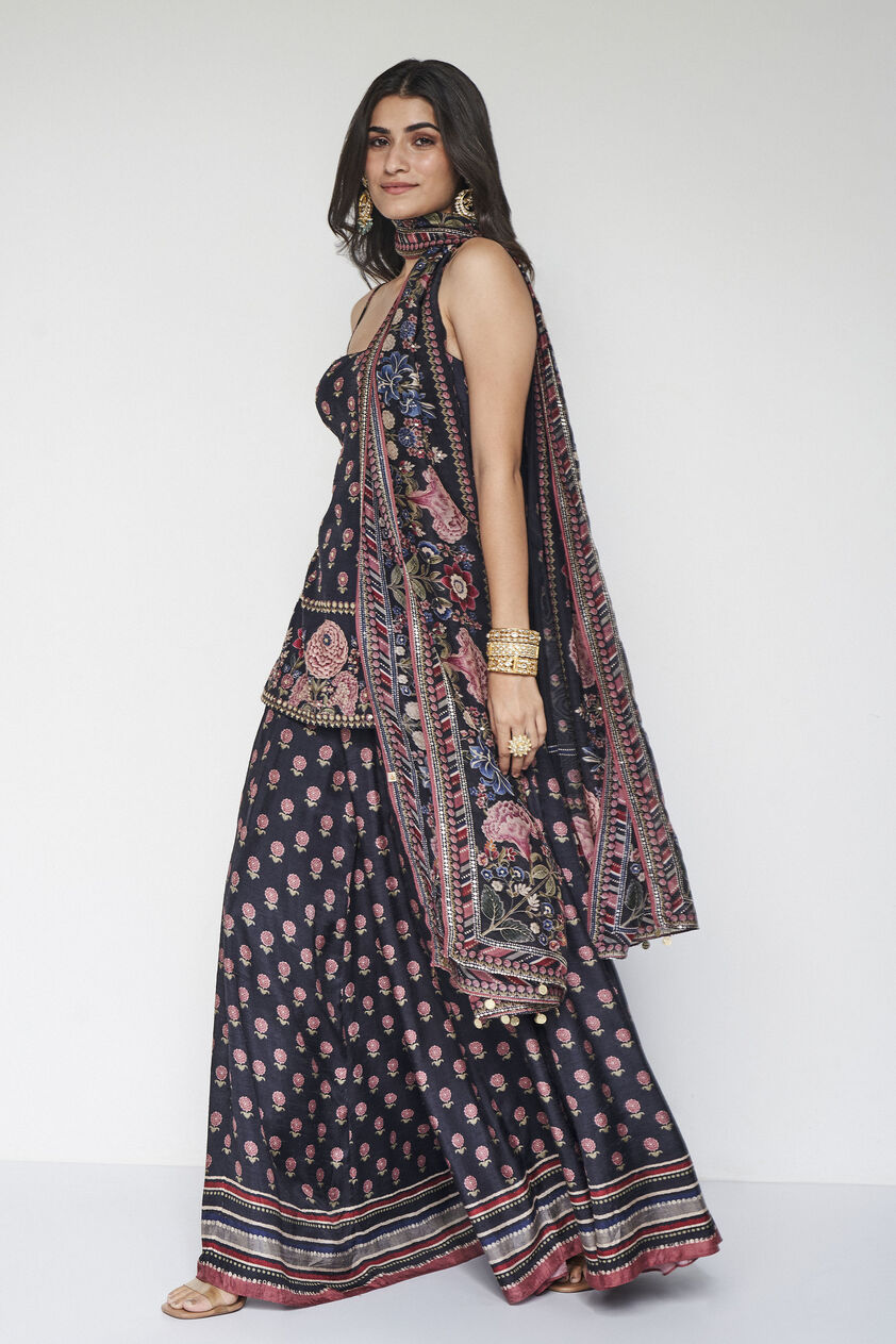 Amaya Embroidered Silk Suit Set - Black, Black, image 3