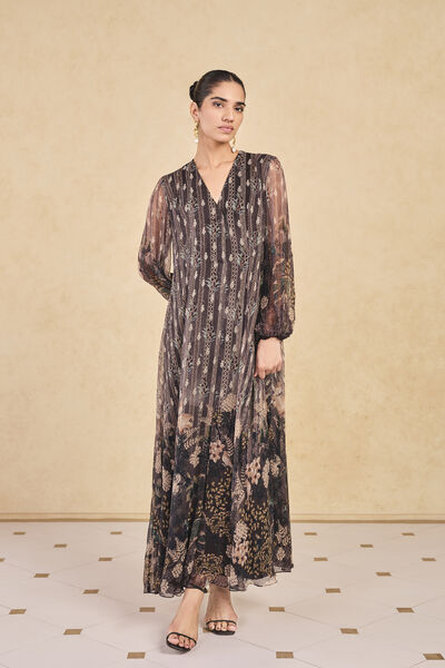 Jumaana Printed Kaftan - Black